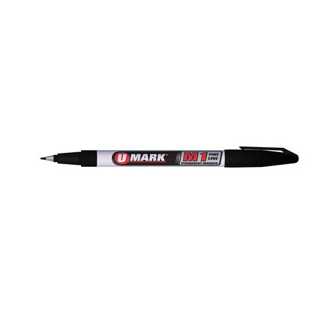 U-MARK U-Mark UMARK10581 M1 Fine Line Permanent Marker; Black - Case of 12 UMARK10581